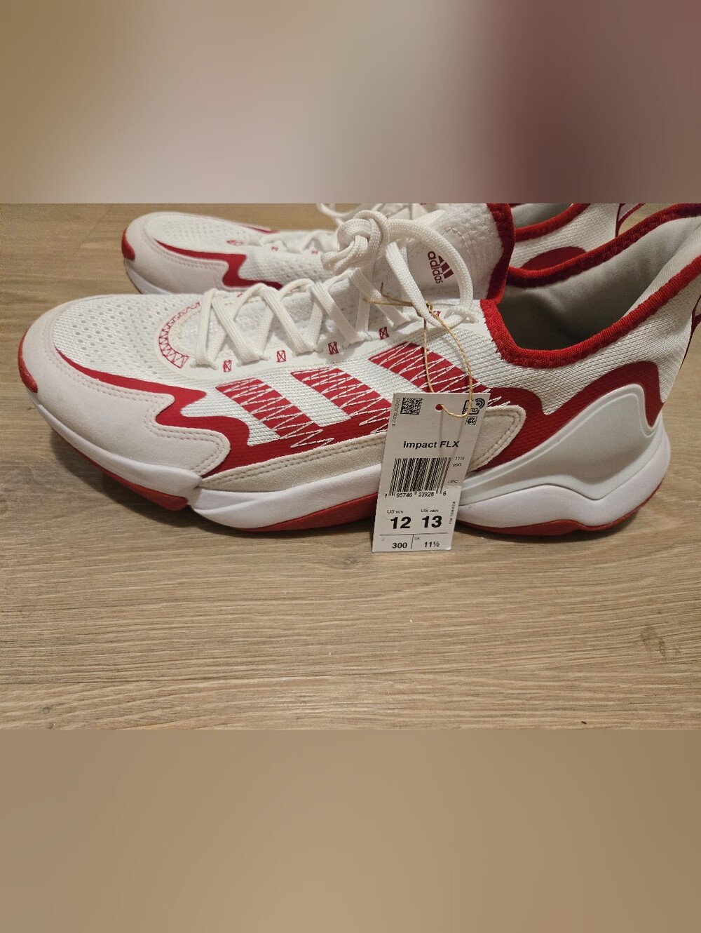 Adidas Impact FLX Mens Training Shoes White Red Sneakers GX3793 Sz 12 NEW NO BOX